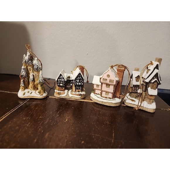 John Hine Studios Other - Lot David Winter Cottages Christmas Ornaments Tudor Fairytale Freds Castle